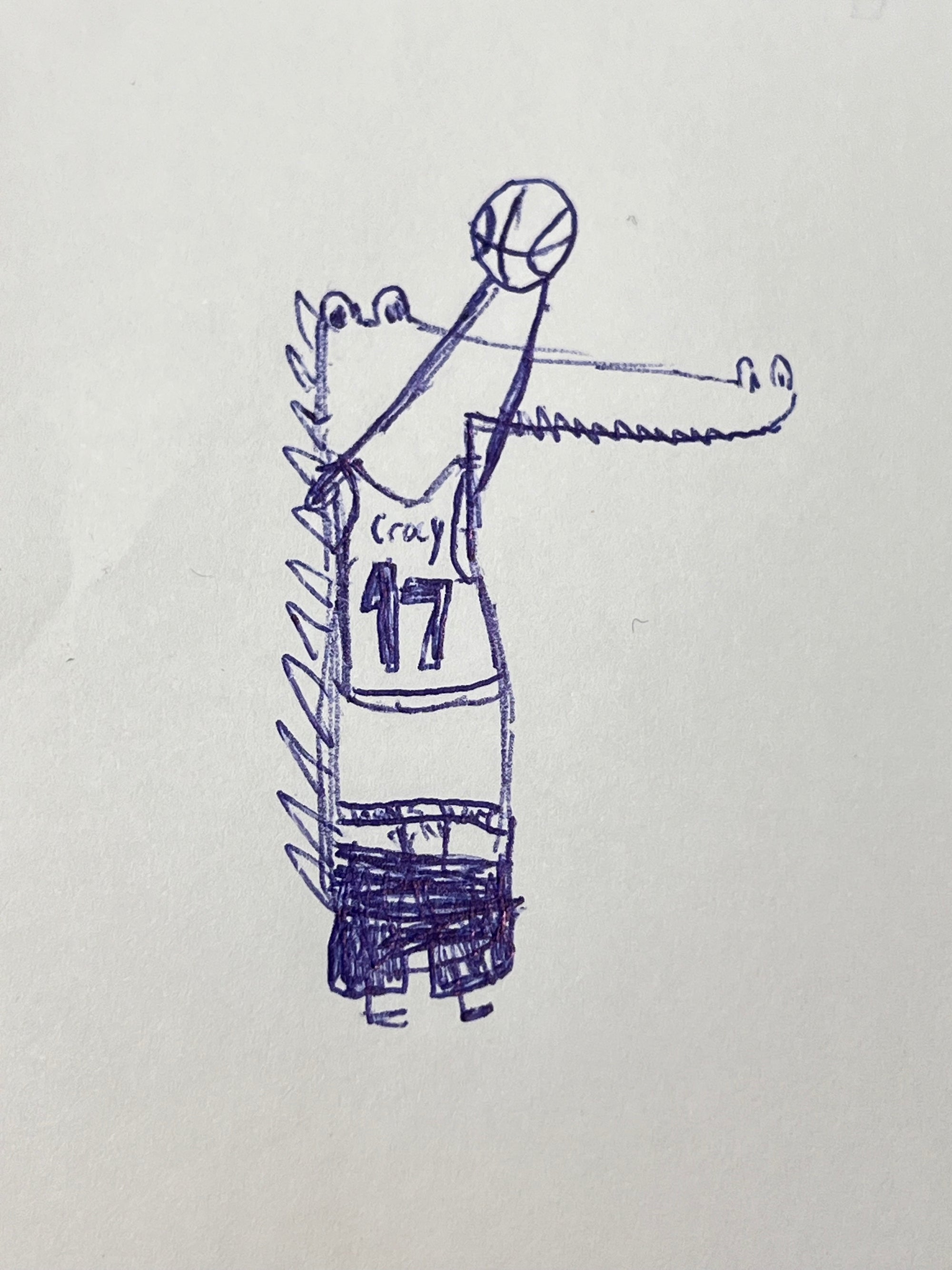 crocodile playing basketball drawing